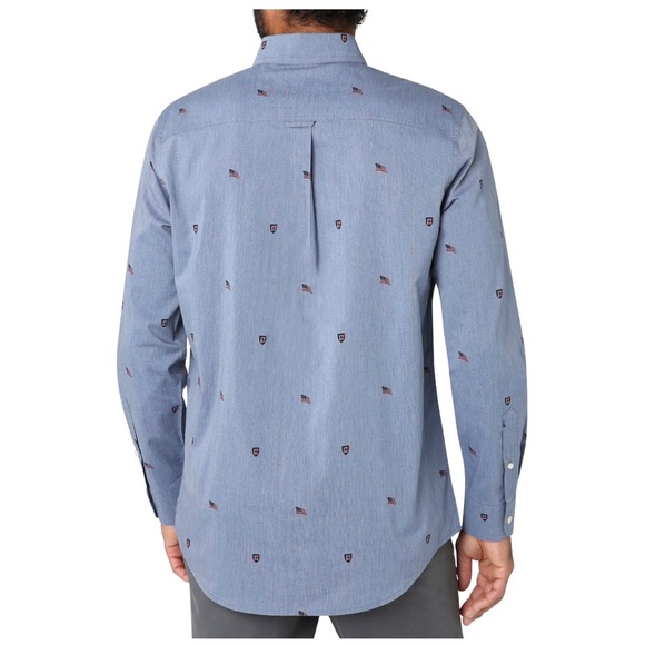 CHAPS Mens Shirt Long Sleeve Easy Care Size XL American Flag Design New - Picture 2 of 8